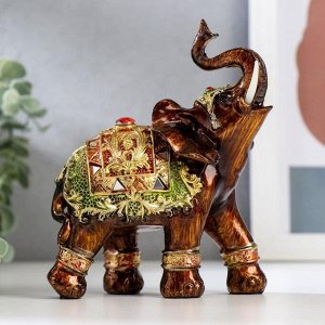 Сувенир полистоун "Слон в яркой попоне с золотом" МИКС 12х6,5х13 см