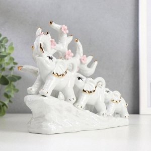 Сувенир керамика "Три слона под деревом" белые 15,5х20х7,5 см
