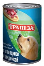 ТРАПЕЗА влажный корм для щенков с Говядиной и Индейкой 350гр консервы