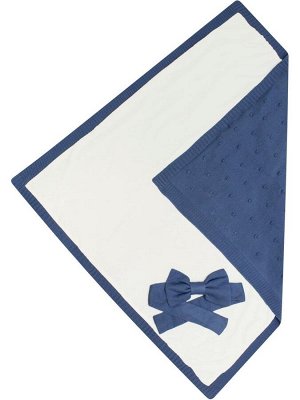 Вязаный комплект с подкладом "Плед и бант" (синий)
