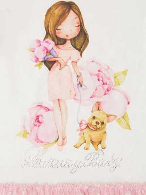 Платье с принтом "Девочка с собачкой" короткий рукав