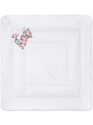 Зимний конверт-одеяло на выписку "Милая киска" (белое, принт без кружева)