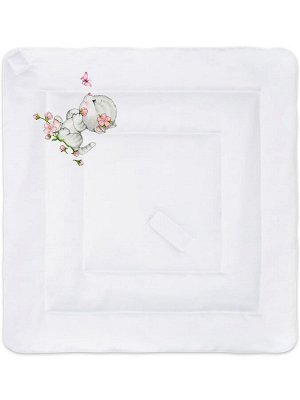 Зимний конверт-одеяло на выписку &quot;Киска с бабочкой&quot; (белое, принт без кружева)