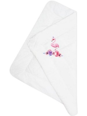 Конверт-одеяло на выписку "Принцесса фламинго" (белое, принт без кружева)