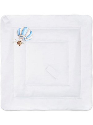 Летний конверт-одеяло на выписку "Зайка на воздушном шаре" (белое, принт без кружева)