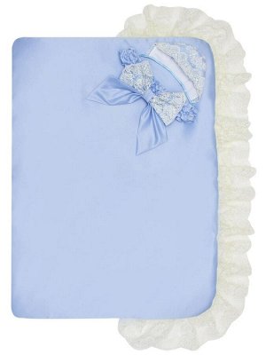 Летний конверт-одеяло на выписку "Милан" (голубой с молочным кружевом)