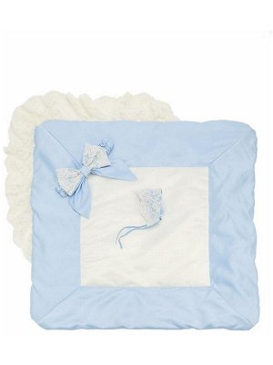 Зимний конверт-одеяло на выписку "Лондон" (двухцветный молочно-голубой с молочным кружевом)