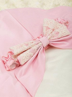 Зимний конверт-одеяло на выписку "Лондон" (двухцветный молочно-розовый с молочным кружевом)