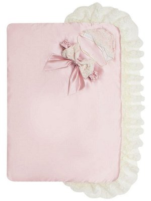 Летний конверт-одеяло на выписку "Миланский" утренняя роза с молочным кружевом на молнии