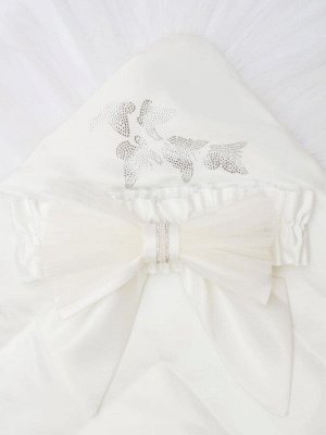 Конверт-одеяло на выписку &quot;Бабочка&quot; белый с фатином