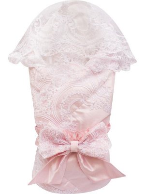 Зимний конверт-одеяло на выписку "Роскошный" (розовый с белым кружевом)