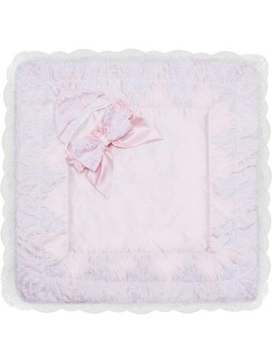 Зимний конверт-одеяло на выписку &quot;Роскошный&quot; (розовый с белым кружевом)