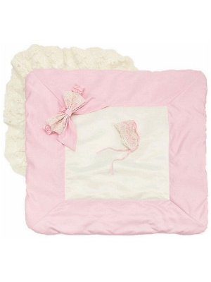 Зимний конверт-одеяло на выписку "Лондон" (двухцветный молочно-розовый с молочным кружевом)
