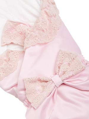 Зимний конверт-одеяло на выписку "Неаполь" (розовый с розовым кружевом) без пледа