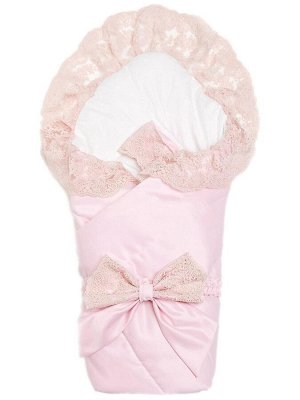 Конверт-одеяло на выписку "Неаполь" (розовый с розовым кружевом)