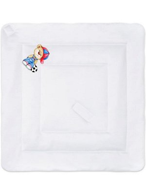 Конверт-одеяло на выписку "Мишка с мячиком" (белое, принт без кружева)