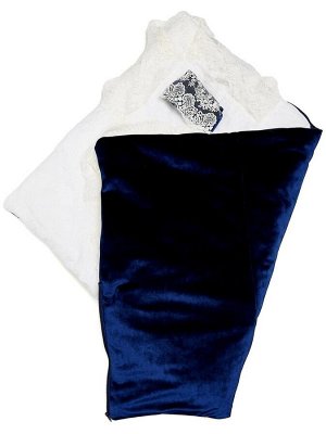 Конверт-одеяло на выписку "Императорский" (темно-синий с молочным кружевом и большой короной на молнии)