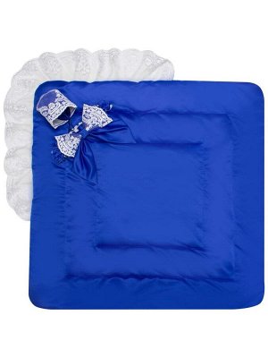 Зимний конверт-одеяло на выписку "Венеция" (синий с белым кружевом)