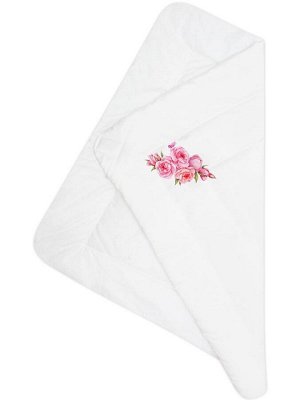 Зимний конверт-одеяло на выписку "Розы" (белое, принт без кружева)
