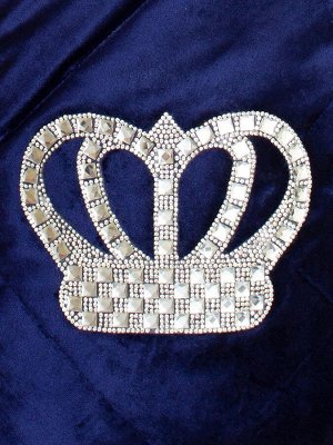 Летний конверт-одеяло на выписку "Императорский" (темно-синий с молочным кружевом и большой короной на липучке)