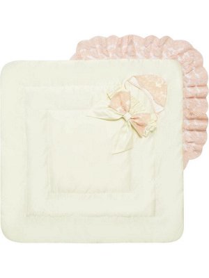 Конверт-одеяло на выписку "Неаполь" (молочный с розовым кружевом)