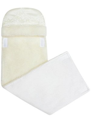 Зимний конверт-одеяло на выписку "Королевский" (молочный с молочным кружевом)