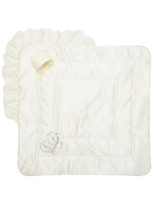 Luxury Baby Зимний конверт-одеяло на выписку &quot;Империя&quot; молочный с молочным кружевом и большой короной на липучке