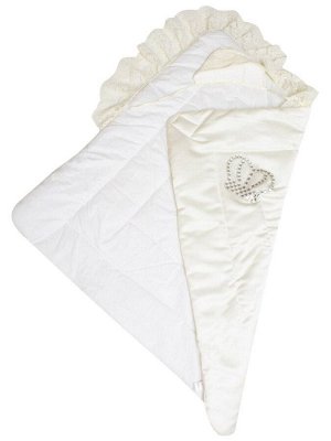 Luxury Baby Зимний конверт-одеяло на выписку &quot;Империя&quot; молочный с молочным кружевом и большой короной на липучке