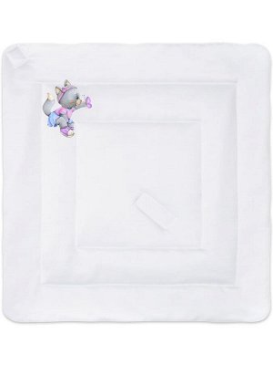 Летний конверт-одеяло на выписку "Киска-спортсменка" (белое, принт без кружева)