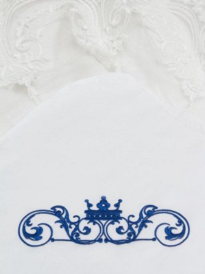 Зимний конверт-одеяло на выписку "Роскошный" (синий с белым кружевом)
