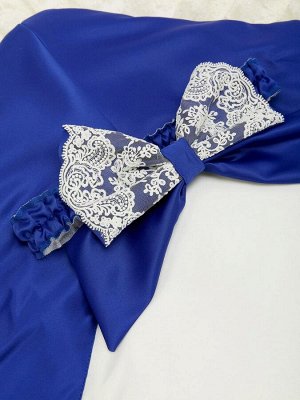 Зимний Конверт-одеяло на выписку "Лондон" (двухцветный молочно-синий с молочным кружевом) без пледа