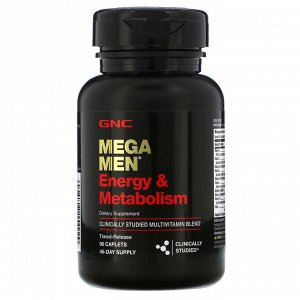 GNC, Mega Men, клинически изученные мультивитамины для мужчин, для энергии и метаболизма, 90 капсул с замедленным высвобождением