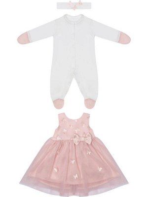 Luxury Baby Комплект на выписку &quot;Бабочка&quot; комбинезон и платье (розовое с розовой юбкой)