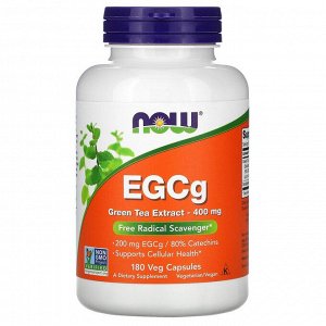 Now Foods, EGCg, экстракт зеленого чая, 400 мг, 180 растительных капсул