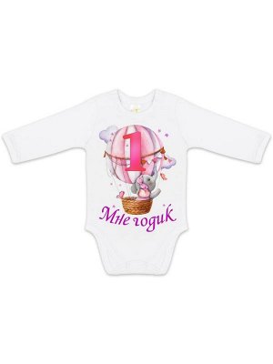 Luxury Baby Боди для девочки &quot;Мне 1 годик&quot; (Слоненок девочка)