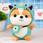 Мягкая игрушка &quot;Корги в шапочке&quot; зеленый, 25см