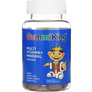 GummiKing, мультивитамины и микроэлементы для детей, со вкусом клубники, апельсина, лимона, винограда, вишни и грейпфрута, 60 жевательных таб