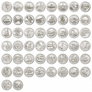США 25 центов 2010-2019 год. Прекрасная Америка (Парки). Комплект из 50 монет