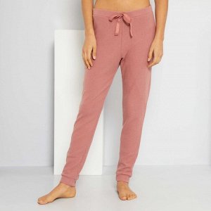 Пижамные брюки из трикотажа в рубчик под шерсть - розовый