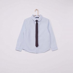 Рубашка с галстуком - сине-серый