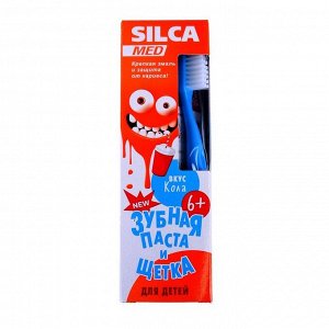 Зубная паста Silcamed со вкусом Колы, 65 г + зубная щетка 1 шт., набор