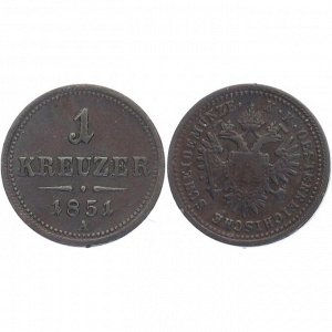 Австрия 1 Крейцер 1851 A год XF KM# 2185 Франц Иосиф I