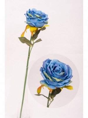 Роза цветок искусственный 44см голубая