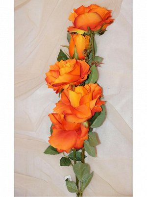 Роза большая 5 бутонов оранжевая
