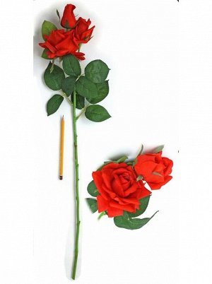 Роза ветка 3 цветка 80 см силикон цвет красный HS-37-10