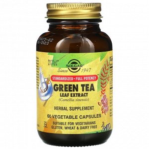 Solgar, Экстракт листьев зеленого чая, 60 растительных капсул