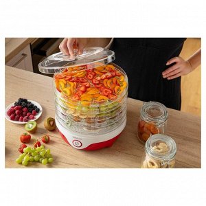 Сушилка для овощей и фруктов Sencor SFD 742RD, 240 Вт, 5 ярусов, бело-красная