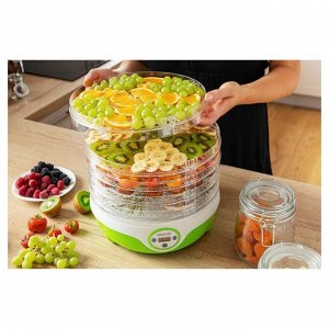Сушилка для овощей и фруктов Sencor SFD 851GR, 250 Вт, 5 ярусов, бело-зеленая