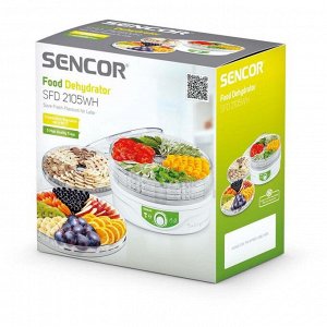Сушилка для овощей и фруктов Sencor SFD 2105WH, 250 Вт, 5 ярусов, белая