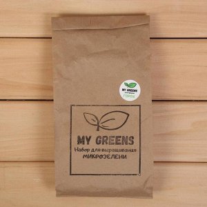 Набор для выращивания микрозелени My Greens, Горох (50 г), лоток, джутовый коврик